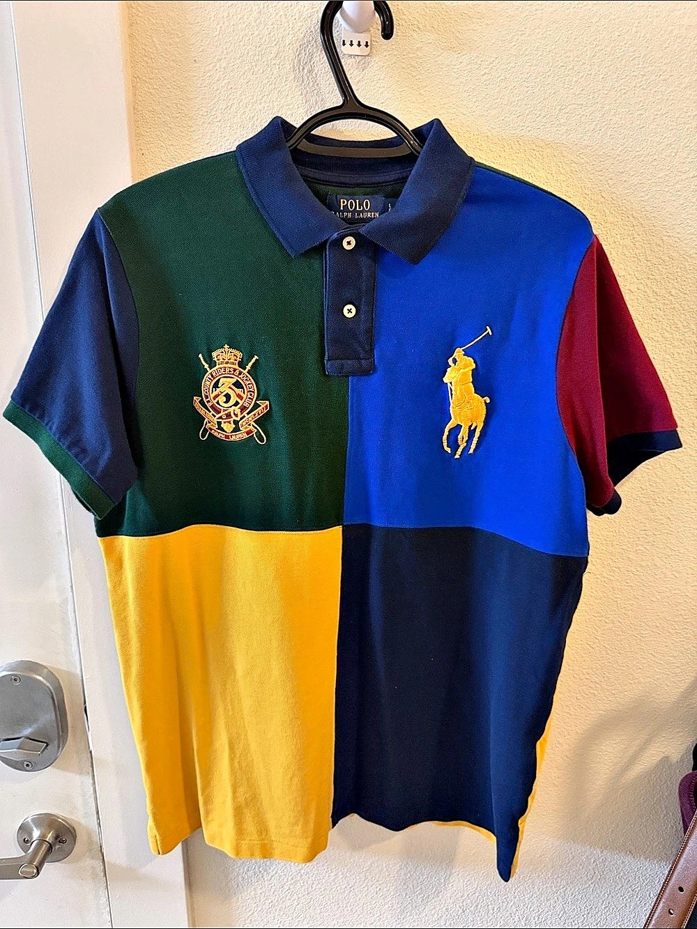 Polo Ralph Lauren Big Pony Colorblock Polo Shirt Men’s L Custom Slim Fit